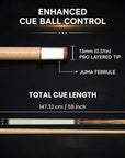 BALABUSHKA POOL CUE GB23 WHITE/WOOD - GREEN LINEN WRAP 13MM 19OZ
