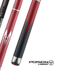 POISON MAELITH POOL CUE WITH CARBON FIBER SHAFT - BLACK/RED - NO WRAP 12.4MM 19OZ