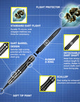 SHOT SCIMITAR SOFT TIP DARTS SET-PROFESSIONAL STAINLESS STEEL