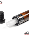 CUETEC CYNERGY POOL CUE BROWN AND SILVER X AMBER PERFORATED POLY WRAP 11.8MM 19OZ