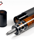 CUETEC CYNERGY POOL CUE BROWN AND SILVER X AMBER PERFORATED POLY WRAP 11.8MM 19OZ