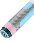 POISON CANDY SUGAR POOL CUE WITH CARBON FIBER SHAFT - PINK/LIGHT BLUE - NO WRAP 12.4MM 19OZ