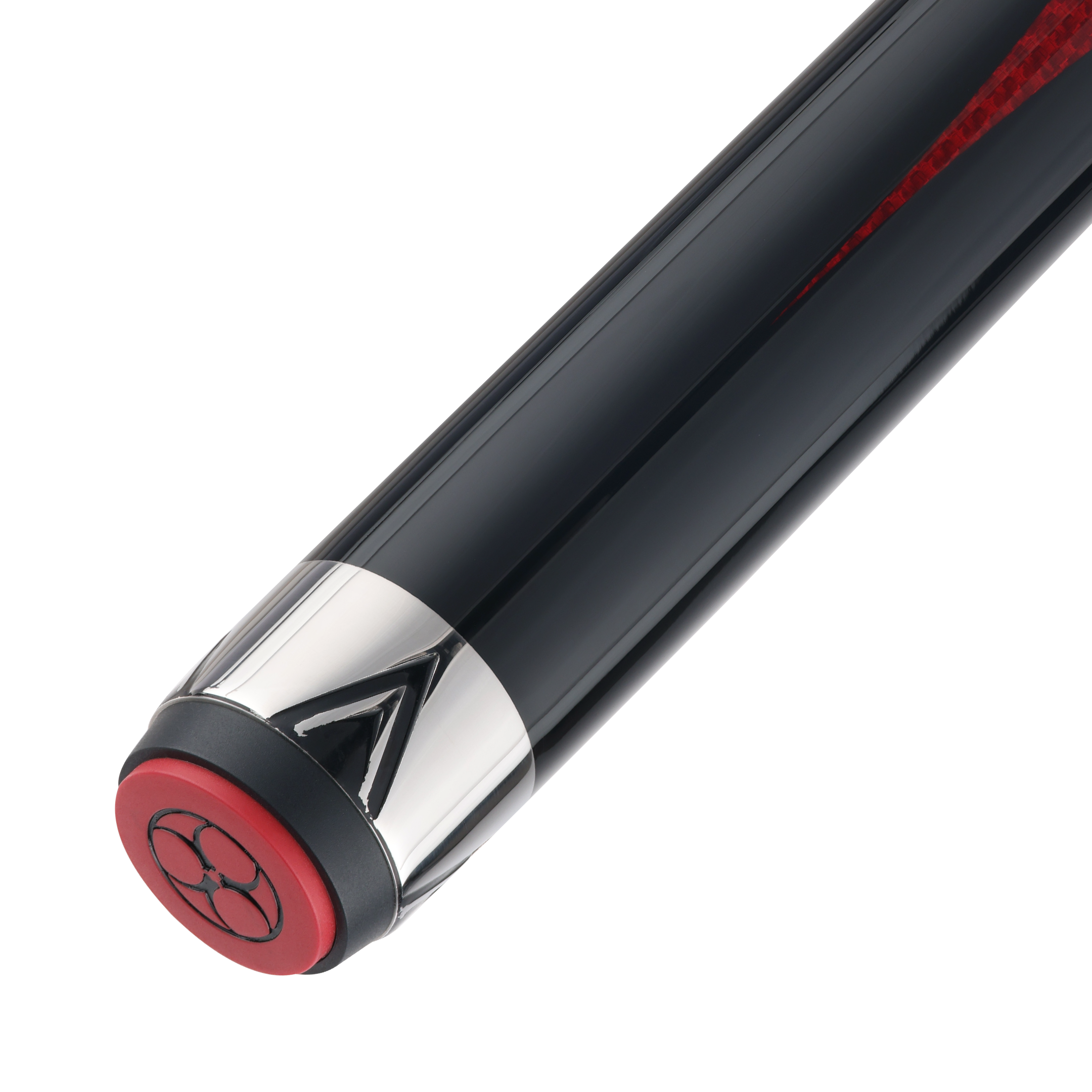 POISON MAELITH POOL CUE WITH CARBON FIBER SHAFT - BLACK/RED - NO WRAP 12.4MM 19OZ