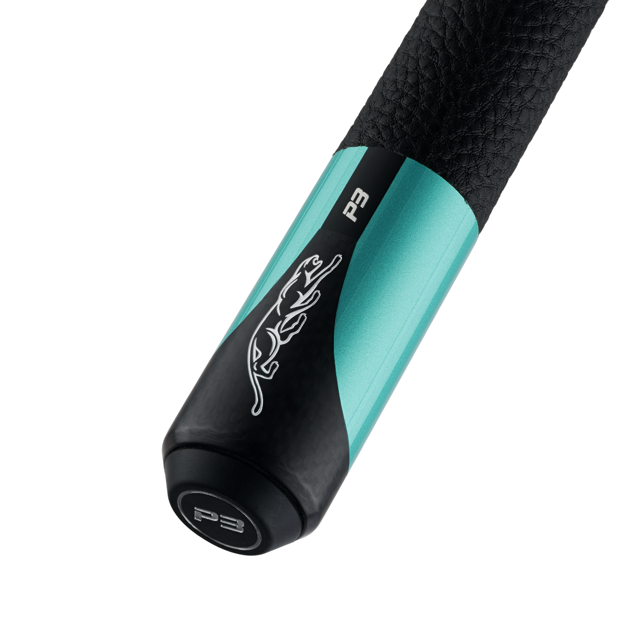 MANCHE DE BAGUETTE DE BILLARD PREDATOR P3 TURQUOISE AVEC BANDES NOIRES GRIP EN CUIR LUXE - ÉDITION LIMITÉE