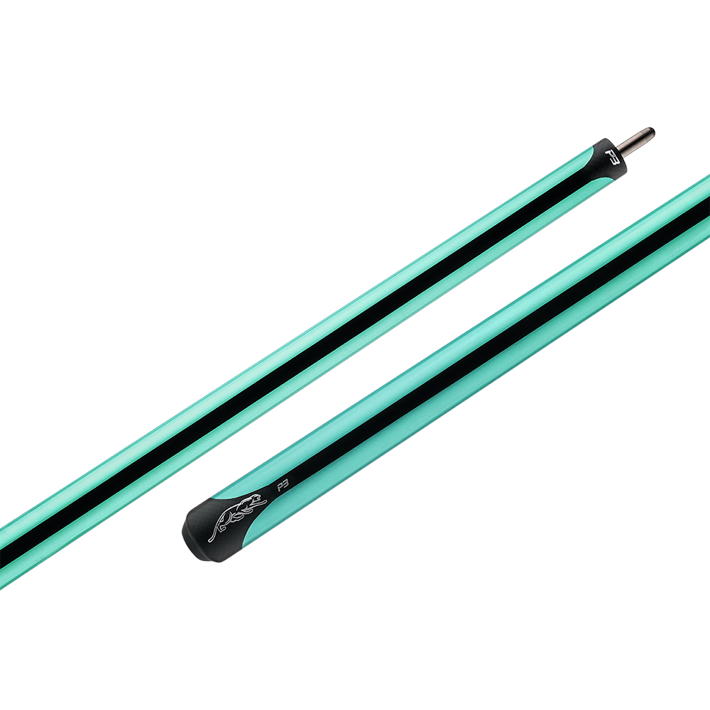 MANCHE DE BAGUETTE DE BILLARD PREDATOR P3 TURQUOISE AVEC BANDES NOIRES SANS GRIP - ÉDITION LIMITÉE