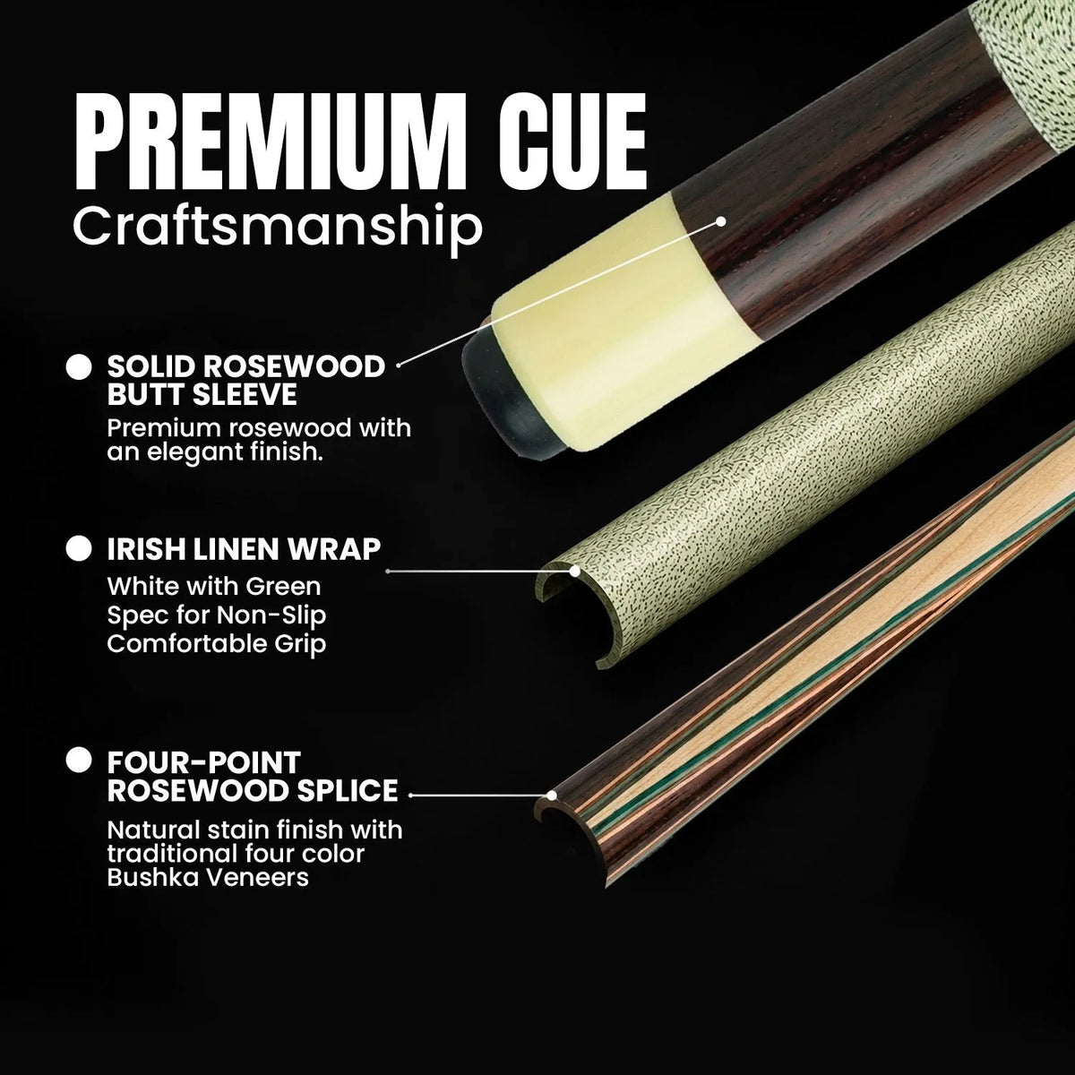 BALABUSHKA POOL CUE GB1 WHITE/BROWN LINEN WRAP 13MM 19OZ