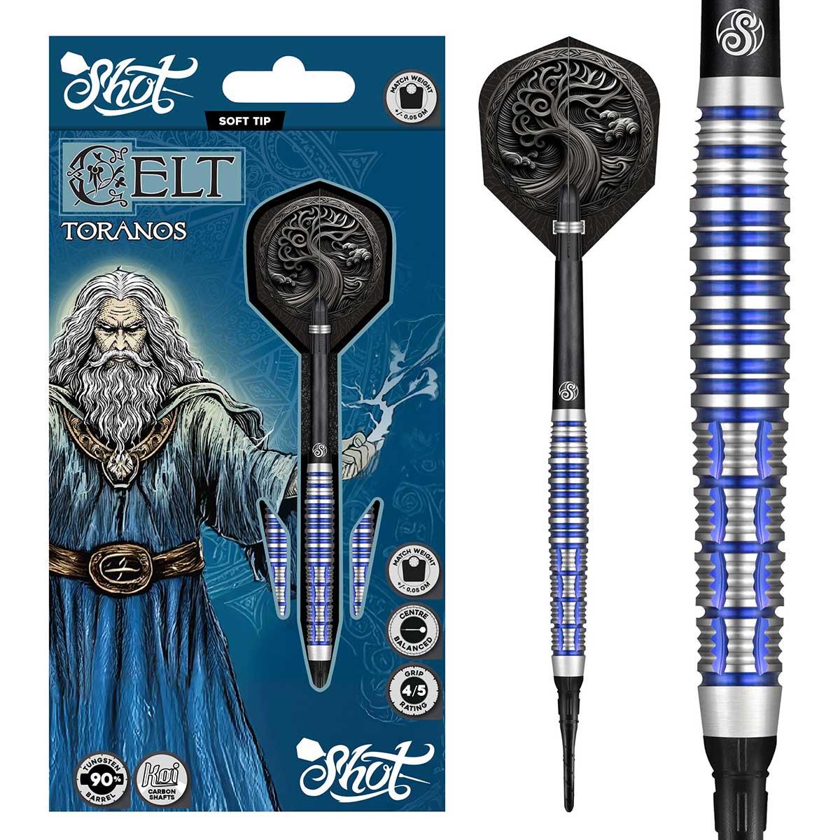 SHOT CELT TORANOS SOFT TIP DART SET - 90% TUNGSTEN DART BARRELS