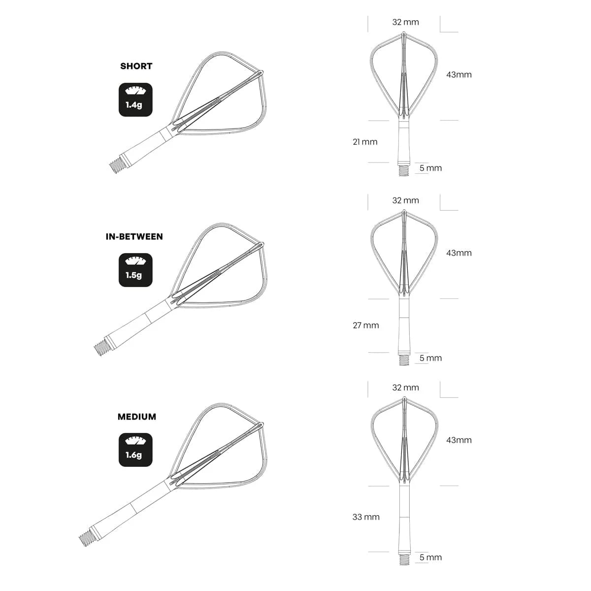 SHOT 1 PIECE CLEAR - KITE TIP DART