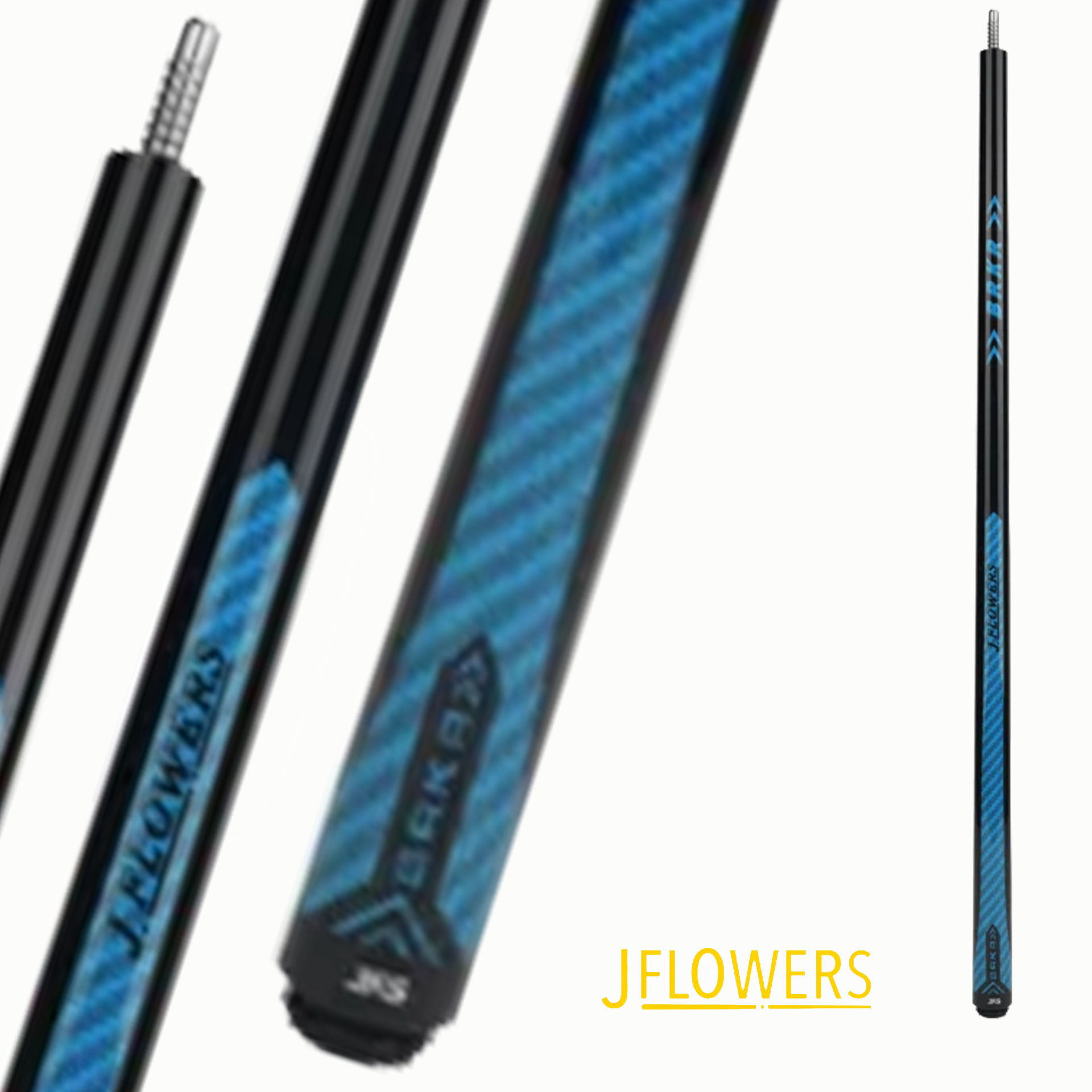 BAGUETTE DE BILLARD J FLOWERS BRKR NOIRE ET BLEUE SANS GRIP QUICK R. 13MM 19.5OZ