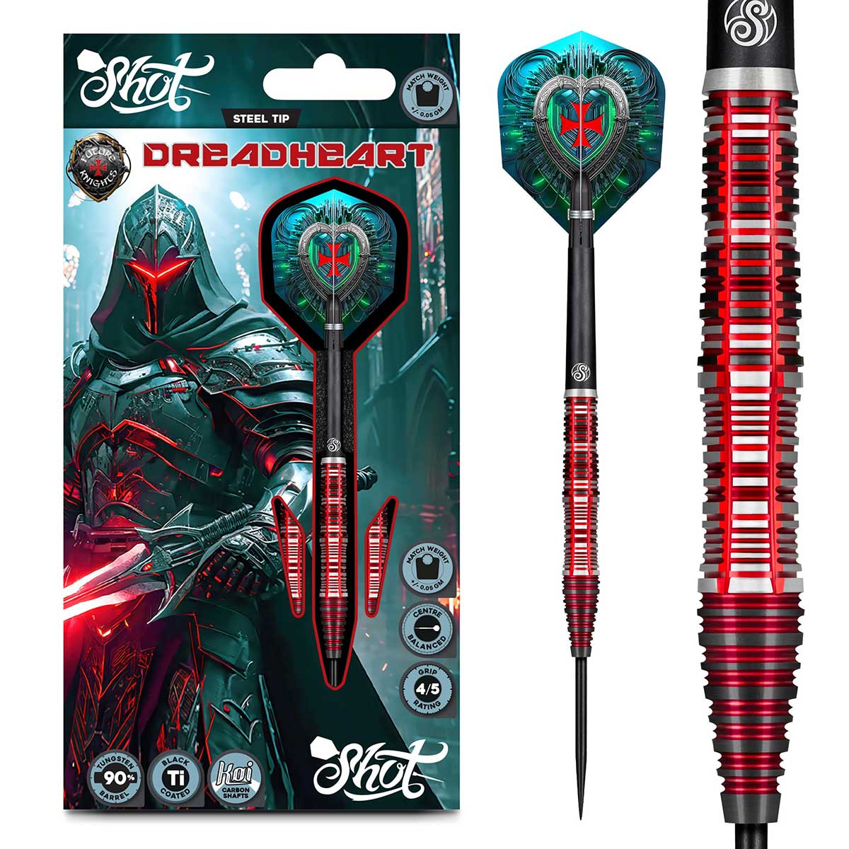 FLÉCHETTES SHOT FUTURE KNIGHTS DREADHEART POINTE D'ACIER - BARREAUX EN TUNGSTÈNE À 90%