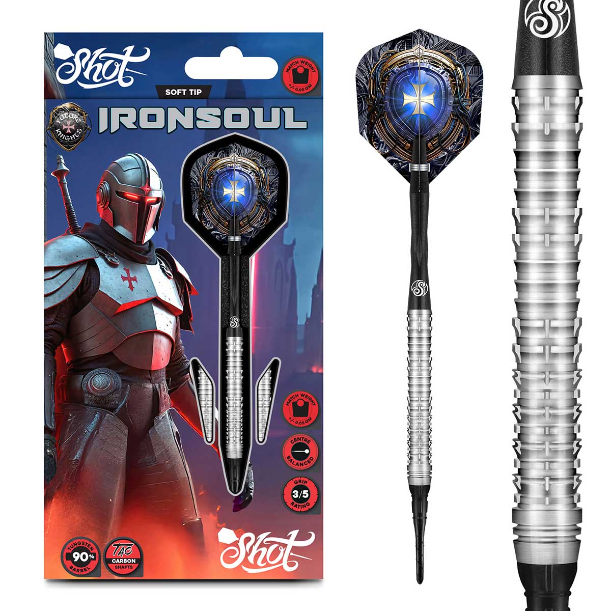 FLÉCHETTES FUTURE KNIGHTS IRONSOUL POINTE SOUPLE - BARREAUX EN TUNGSTÈNE À 90%