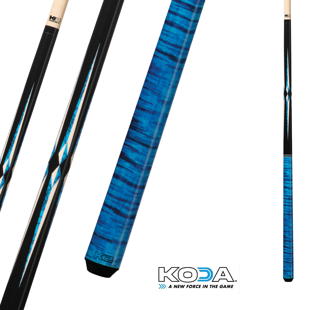 BAGUETTE DE BILLARD KODA SPORT K2 SÉRIES KL141 - NOIRE ET BLEUE 12.5MM 19OZ