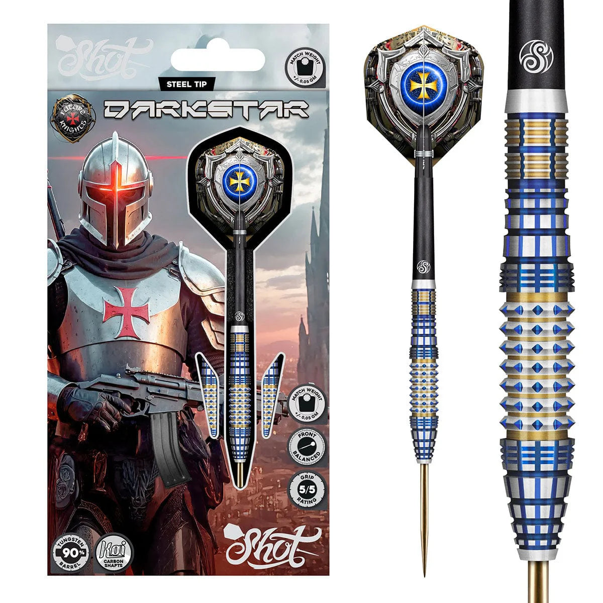 SHOT FUTURE KNIGHTS DARKSTAR STEEL TIP DART SET - 90% TUNGSTEN BARRELS