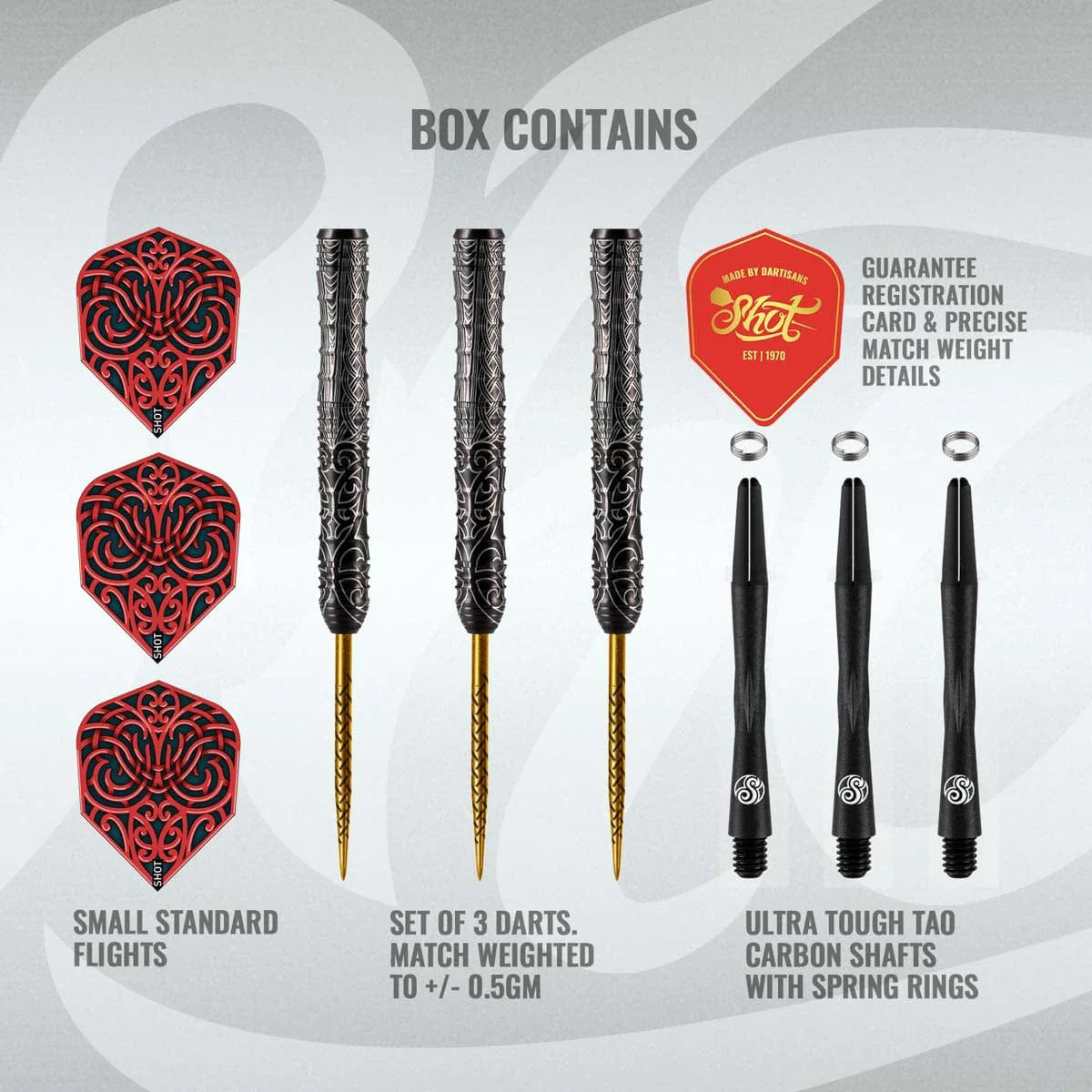 SHOT WARRIOR KAPENE STEEL TIP DART SET - 90% TUNGSTEN BARRELS
