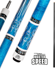 MASTER SPEED U8 CARBON 2-PIECES CUE - CARBON FIBER SHAFT BLUE/WHITE 12.5MM 19OZ