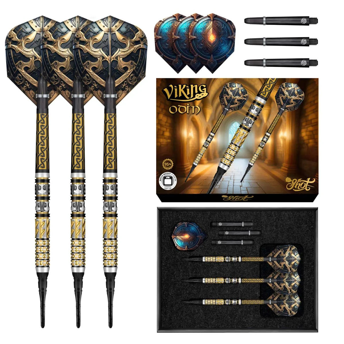 FLÉCHETTES SHOT VIKING ODIN POINTE SOUPLE - BARREAUX EN TUNGSTÈNE À 95%