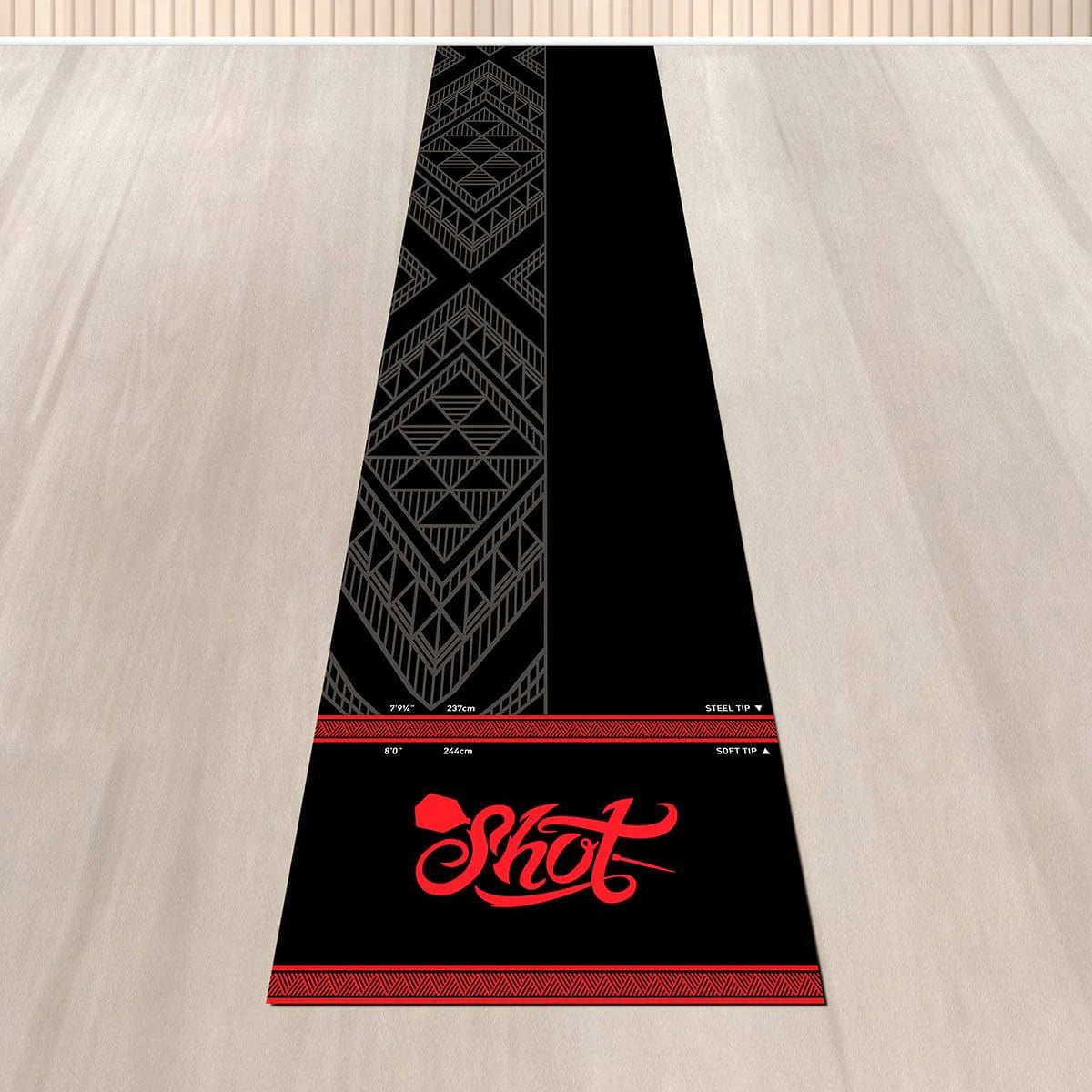 SHOT CARPET DART MAT 1M W X 3M L BLACK AND RED