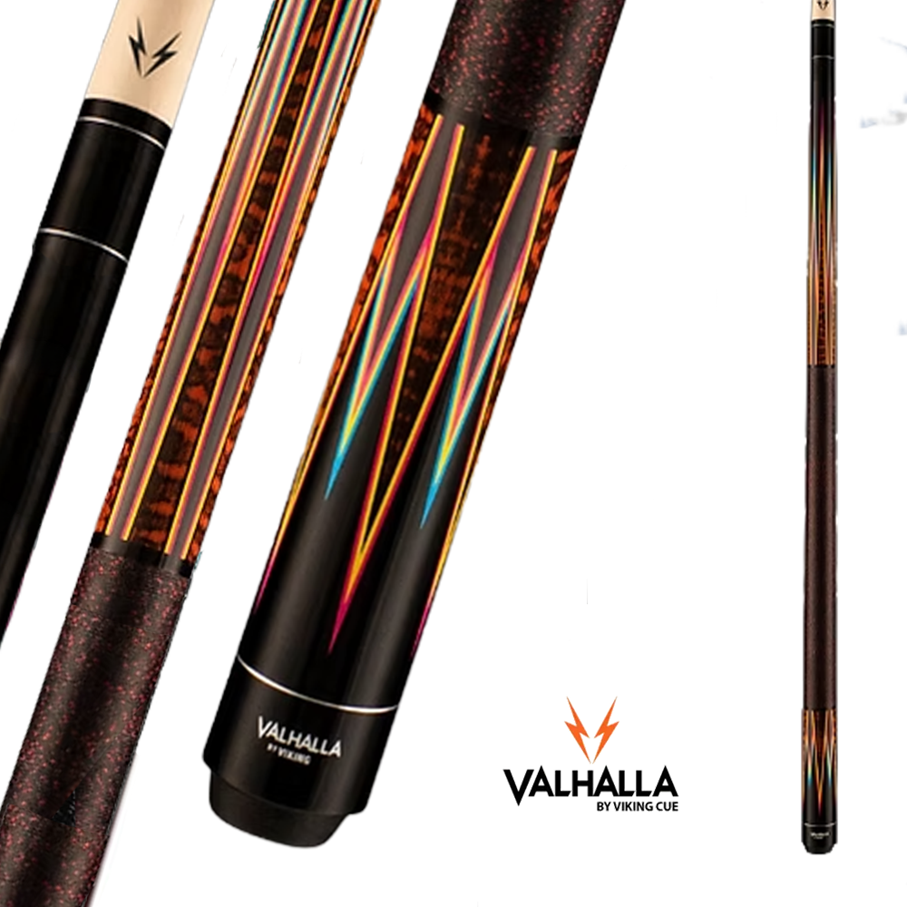 VIKING VALHALLA POOL CUE VA921 BROWN AND BLACK AND RAINBOW PATTERN 13MM 19OZ