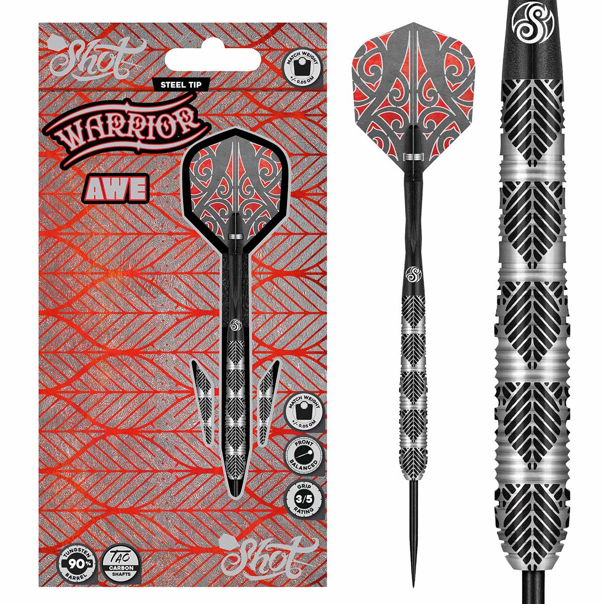 FLÉCHETTES SHOT WARRIOR AWE POINTE D'ACIER - BARREAUX EN TUNGSTÈNE À 90%