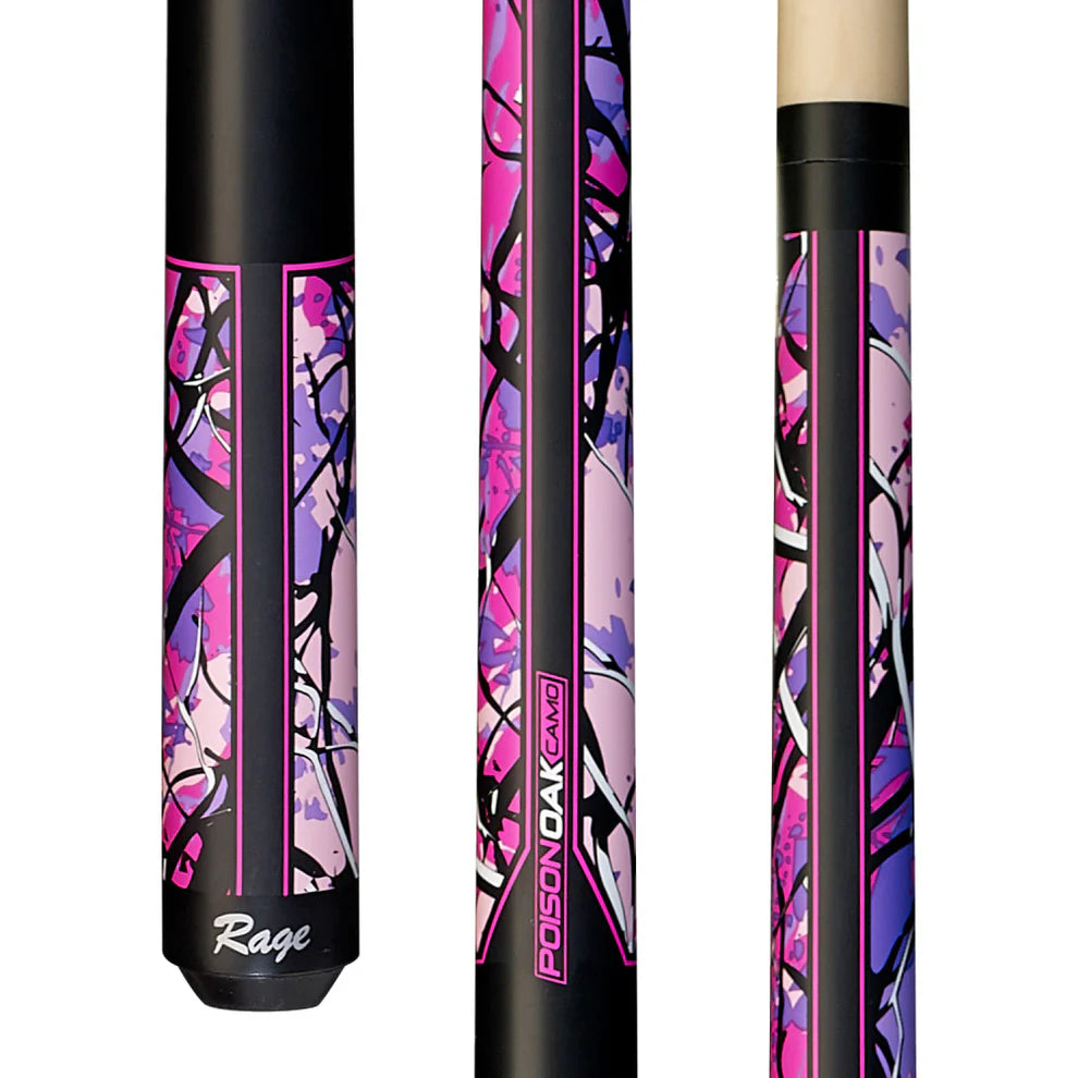 BAGUETTE DE BILLARD RAGE MATTE ROSE POISON OAK CAMO 13MM 19OZ