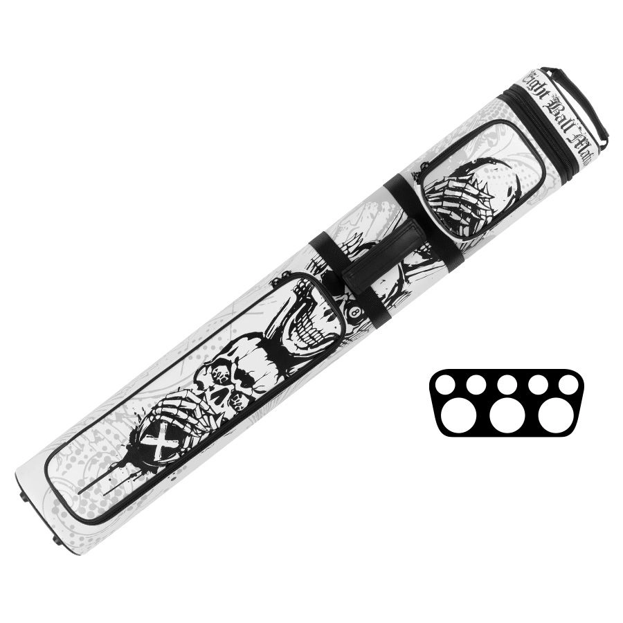 EIGHT BALL MAFIA EBMC35G 3X5 HARD CUE CASE - WHITE/BLACK WITH NO EVIL STACKED SKULLS